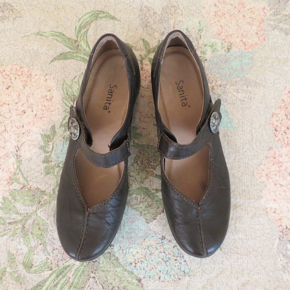 Sanita Brown Leather Mary Janes 10